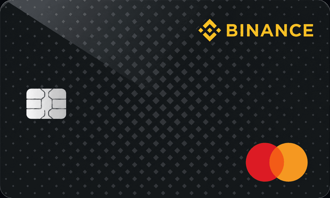 Black Binance Mastercard card with yellow Binance branding