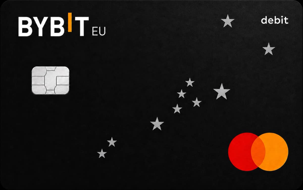 Bybit Card (EU) black Mastercard debit card full-frame visual