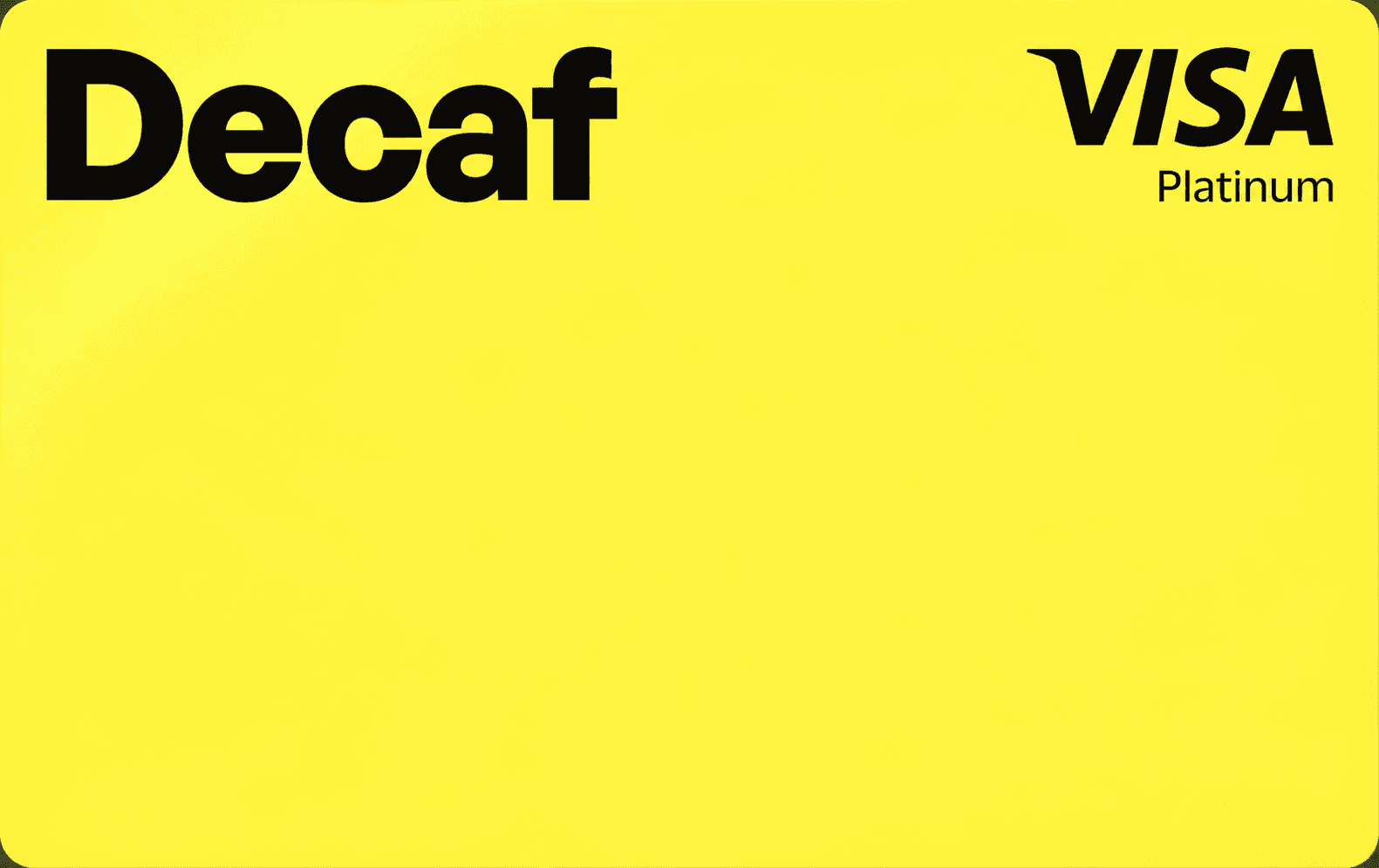 Yellow Decaf Visa Platinum virtual card front