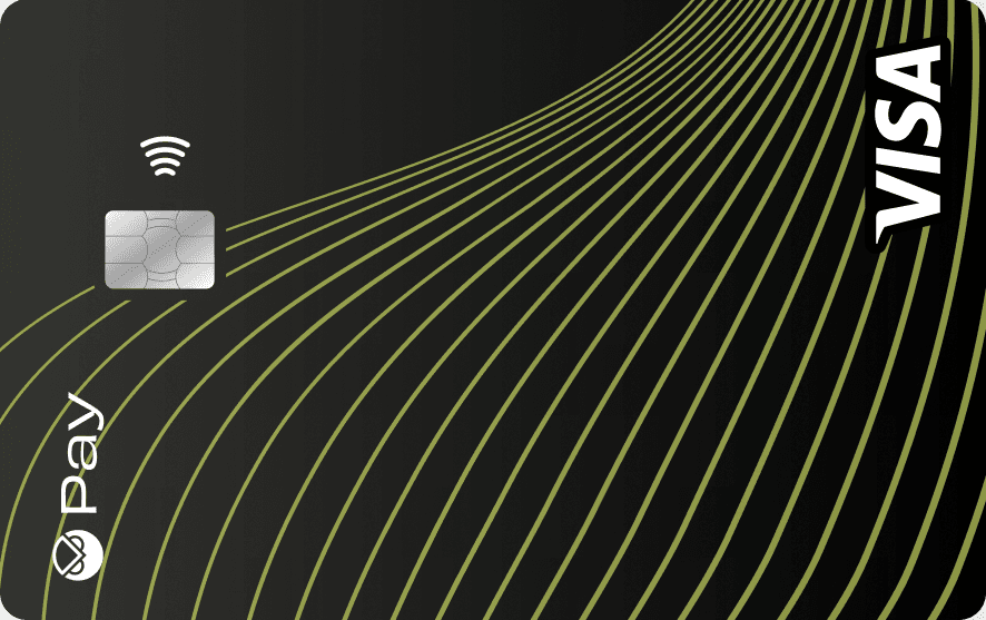 Gnosis Pay black Visa card horizontal front visual