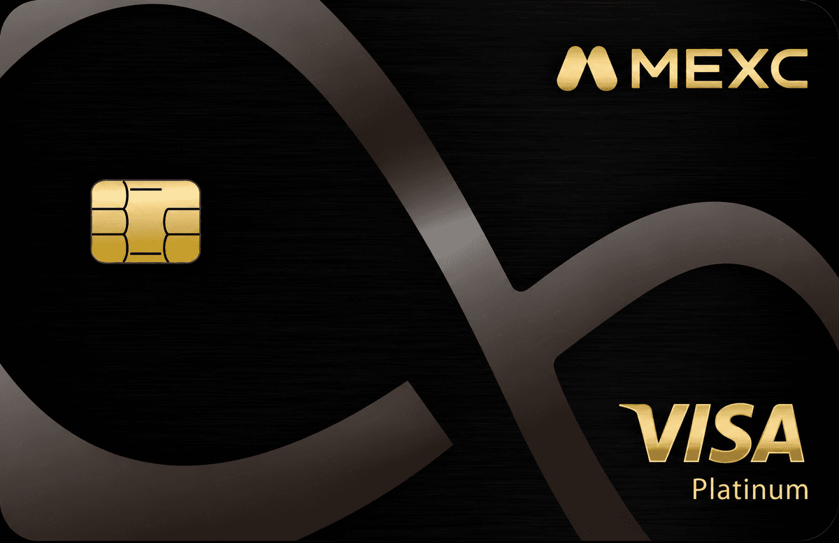 Generated illustration of a black and gold MEXC Global Visa Platinum card; not an official card photograph