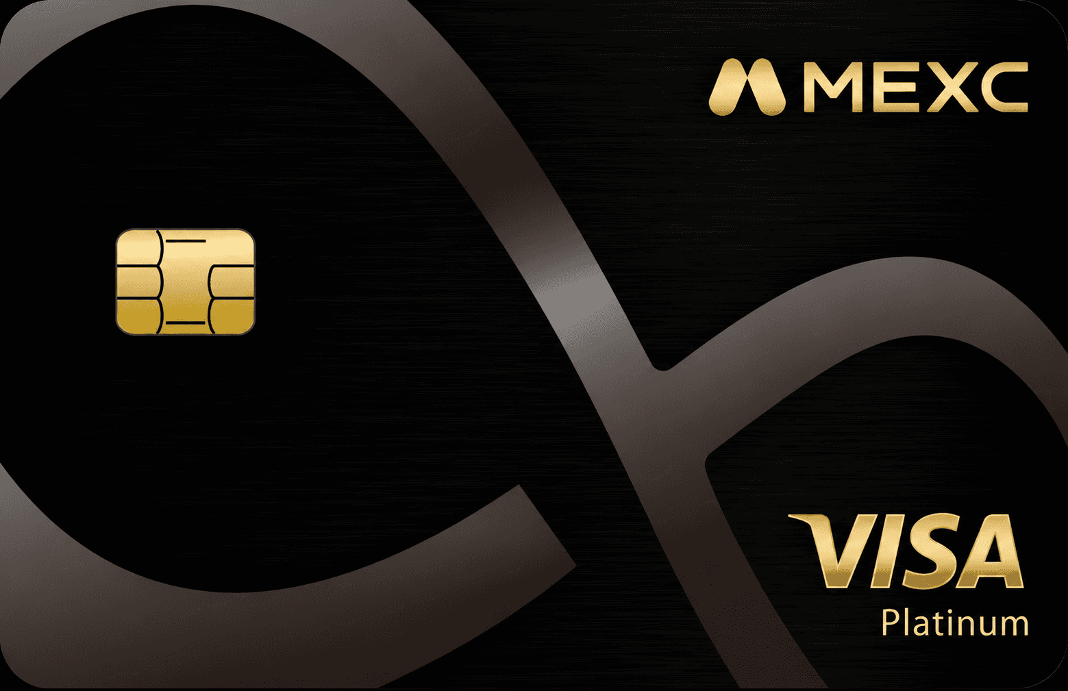 Generated illustration of a black and gold MEXC Global Visa Platinum card; not an official card photograph