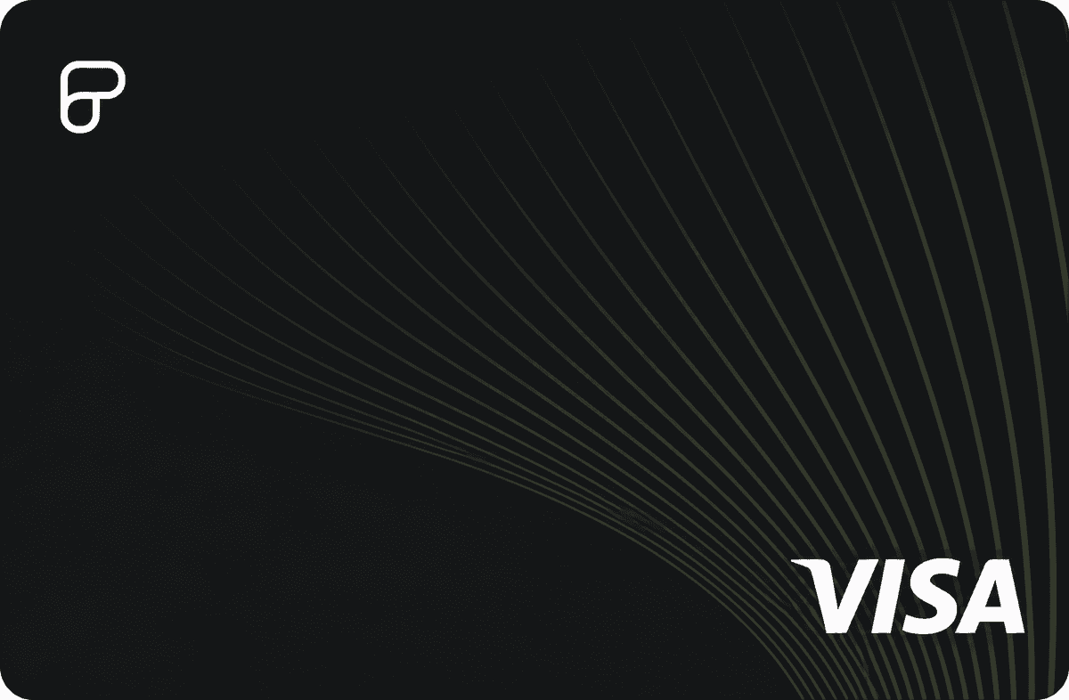 Black Rebind Visa card face with a curved line pattern