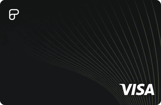 Black Rebind Visa card face with a curved line pattern
