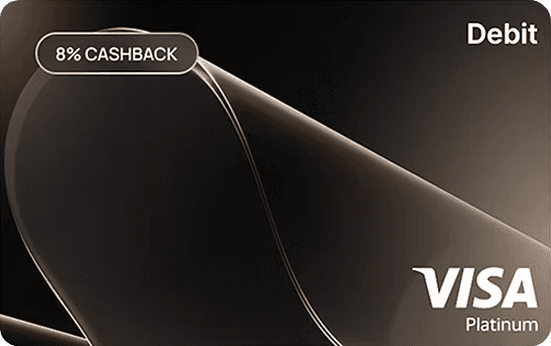 Black Wirex One Visa Platinum debit card with an 8% cashback badge