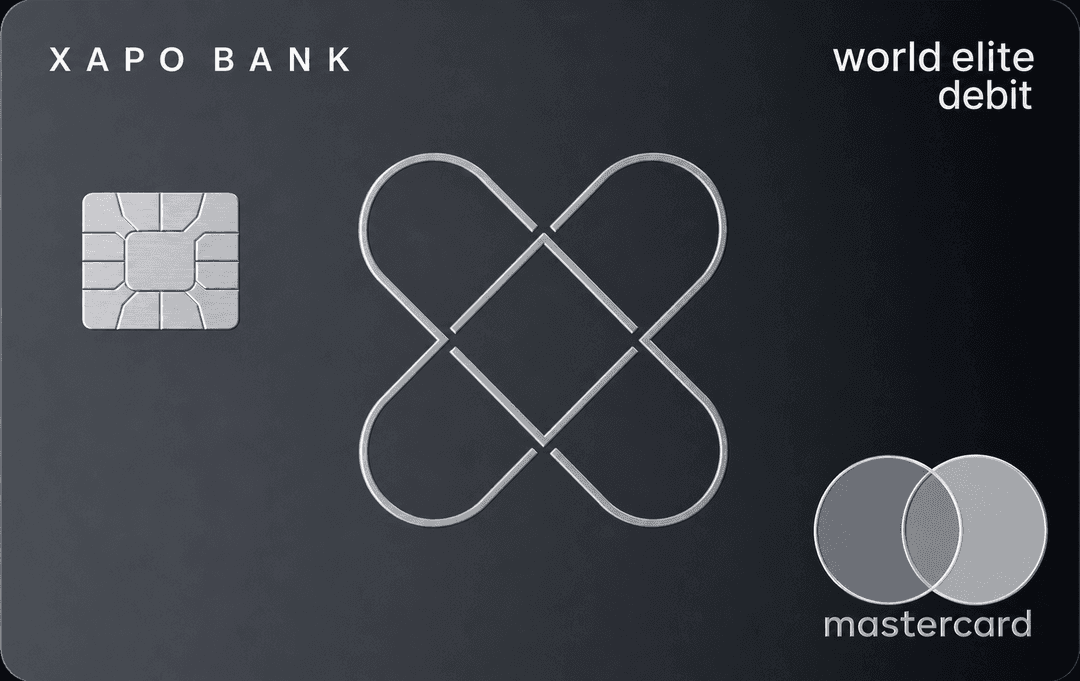 Black Xapo Bank World Elite debit Mastercard card front