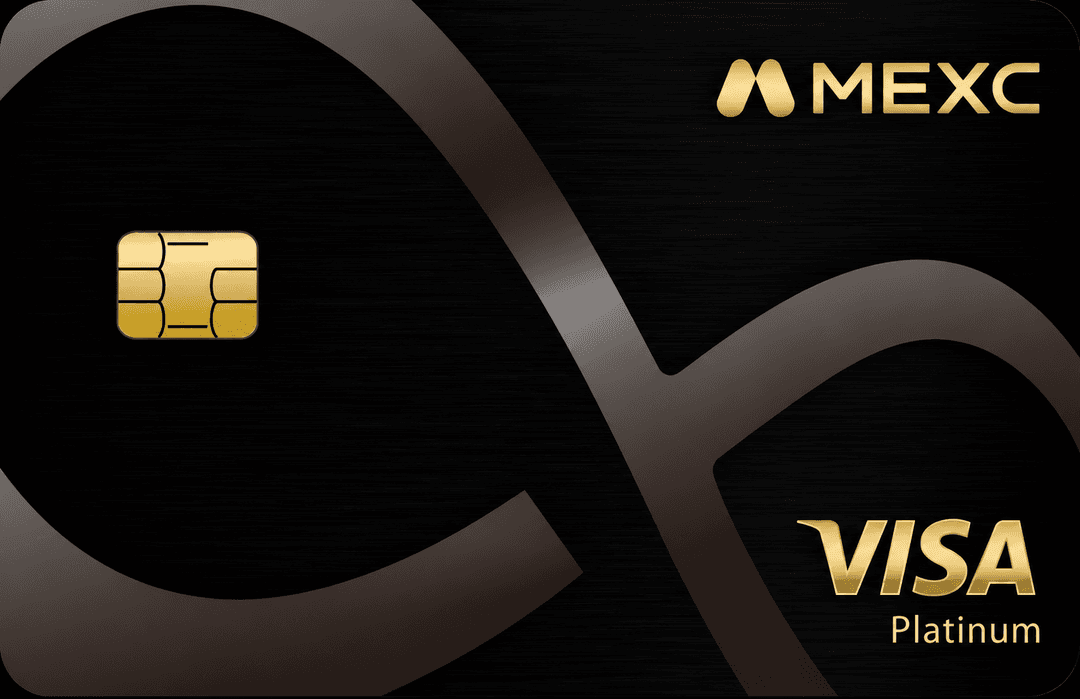 Generated illustration of a black and gold MEXC Global Visa Platinum card; not an official card photograph