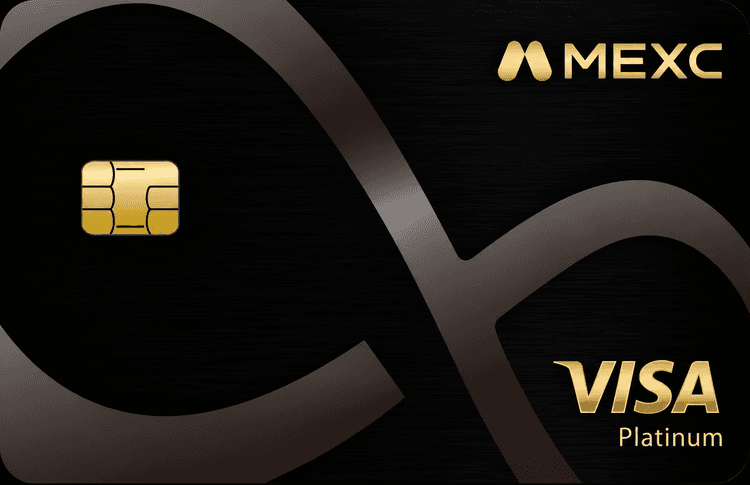 Generated illustration of a black and gold MEXC Global Visa Platinum card; not an official card photograph